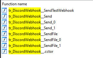 图 14 用于函数追溯的 DiscordWebhookClient .NET 库函数。