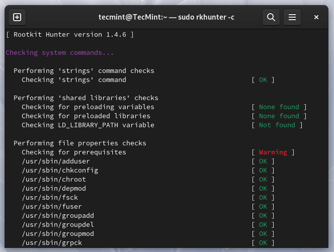 Rkhunter - A Linux Rootkit Scanners